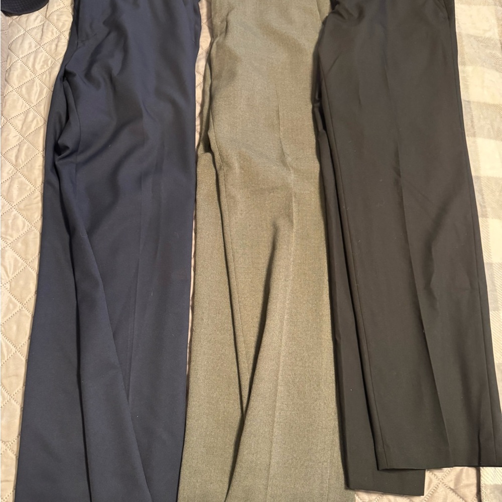Set of Three Men's Dress Pants - Navy, Olive, Black